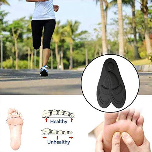 FOONEE Plantillas 4D para apoyo de arco, ayuda contra la fascitis plantar, metatarso y dolor en el talón, plantillas de espuma antisudor para hombres y mujeres, negro, 35-39