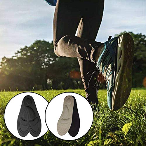 FOONEE Plantillas 4D para apoyo de arco, ayuda contra la fascitis plantar, metatarso y dolor en el talón, plantillas de espuma antisudor para hombres y mujeres, negro, 35-39