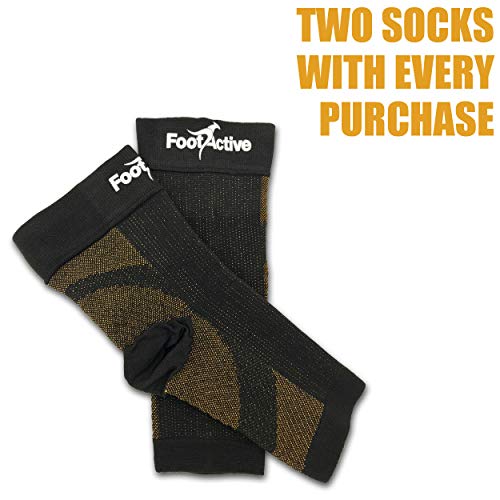 FootActive - Mangas de compresión para fascitis plantar (unisex) – Ideal para el día y la noche, soporte de arco, soporte para el talón, alivio del dolor, deportes, volar, comodidad y mucho más.