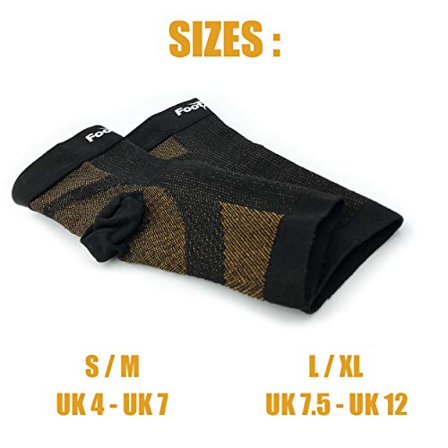FootActive - Mangas de compresión para fascitis plantar (unisex) – Ideal para el día y la noche, soporte de arco, soporte para el talón, alivio del dolor, deportes, volar, comodidad y mucho más.