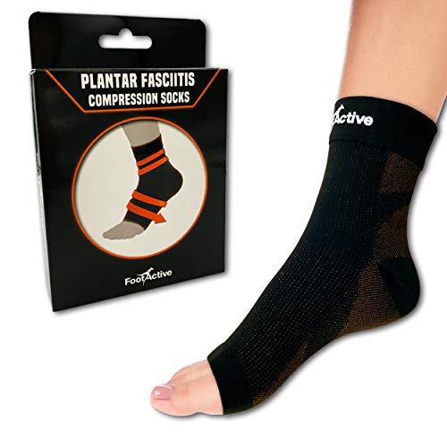 FootActive - Mangas de compresión para fascitis plantar (unisex) – Ideal para el día y la noche, soporte de arco, soporte para el talón, alivio del dolor, deportes, volar, comodidad y mucho más.