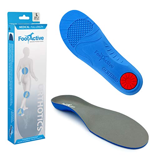 FOOTACTIVE Medical - Plantillas ortopédicas para fascitis plantar, corrige la pronación y estabiliza el pie, Gris (gris), 36/38 EU
