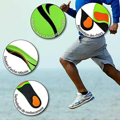 FOOTACTIVE Plantillas ortopédicas avanzadas Sports, para deportes, atletismo, ocio, trabajo y juegos. Máximo confort y absorción de choque, Verde (verde), 42/43 EU