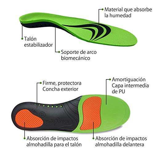 FOOTACTIVE SPORT – Plantillas Deportivas de Alto Impacto, de Longitud Completa Con Soporte Avanzado Ortopédico de Arco. Comodidad y Absorción de Impactos para la Prevención de Lesiones M (42/43 EU)