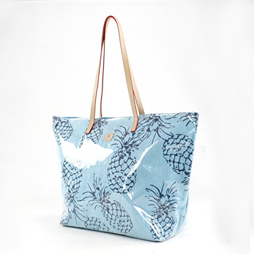 For Time, Bolso de playa Pineapple para Mujer, Azul, 58x38 cm