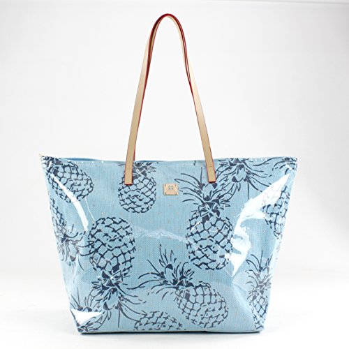 For Time, Bolso de playa Pineapple para Mujer, Azul, 58x38 cm