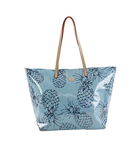 For Time, Bolso de playa Pineapple para Mujer, Azul, 58x38 cm