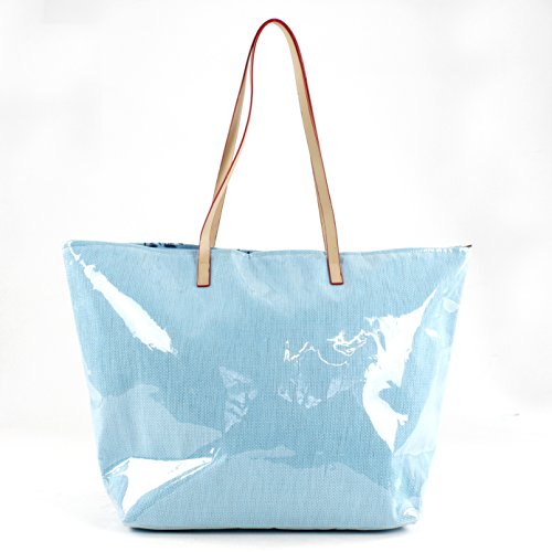 For Time, Bolso de playa Pineapple para Mujer, Azul, 58x38 cm