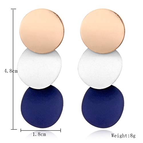 Forbestest Las Mujeres Elegantes Pendientes desiguales Redondas de Metal Brillante geométrica de aleación de Zinc Earstud Regalo de la joyería del oído de 3 Colores Útil (Azul grisáceo)