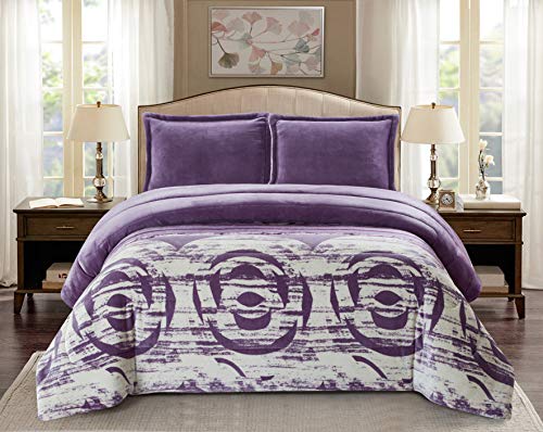 Foren Tex Manta para Cama y sófa Franela con Sherpa Blanca (3082 + Bajera, Cama 150) Llevan Fundas de Almohada (50x70) más una Bajera Ajustable Extra Suave Súper Cálida