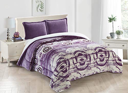 Foren Tex Manta para Cama y sófa Franela con Sherpa Blanca (3082 + Bajera, Cama 150) Llevan Fundas de Almohada (50x70) más una Bajera Ajustable Extra Suave Súper Cálida