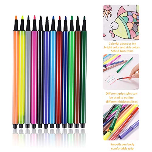 FORMIZON 12 Pcs Bolsas para Colorear, DIY Bolsas Infantiles para Colorear, 12 Diferentes Diseño + 12 x Lápices Textiles, Bolsas Infantiles Colorear Graffiti Bolsas para Regalo Niños y Celebraciones