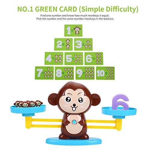 FORMIZON Equilibrar Juego de Matemáticas, Juguete Animal Balanza, Juguete Educativo Niños Balanza de Equilibrio Números Tarjetas, Juego Divertido Regalo Educativo para Niñas Niños (Monos)
