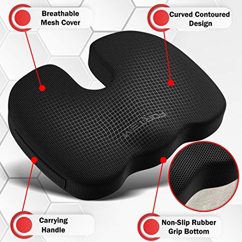 FORTEM Cojín de Asiento y Respaldo de Soporte Lumbar Ergonómico, Alivio de Dolores de Espalda, del Cóccix y la Ciática, Mejora y Corrige su Postura, Fundas Lavables