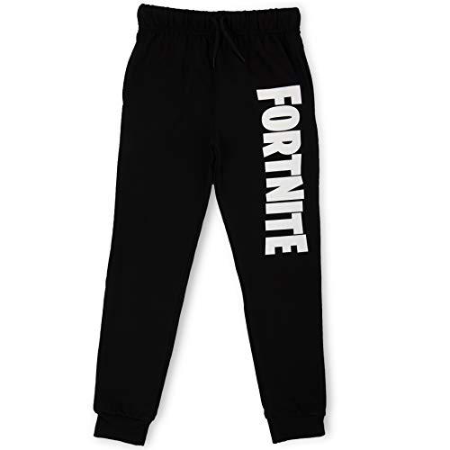 Fortnite Pantalón Niño, Pantalón de Deporte Niño de Felpa Gris Claro o Negro, Pantalón Largo Deportivo, Pantalón de Felpa, Regalo Niño (13/14 años, Negro)