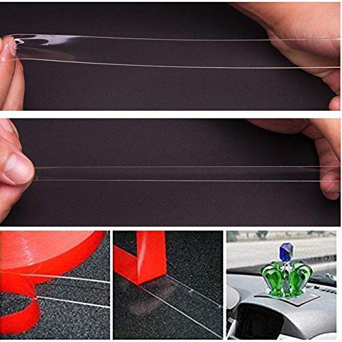 Fortspang 4 Rollos Adhesiva Doble Cara Transparente,Cinta adhesiva de doble cara resistente al agua,Automotriz Resistente al Agua Alta Temperatura Cinta Adhesiva ideal (20mm*3M)