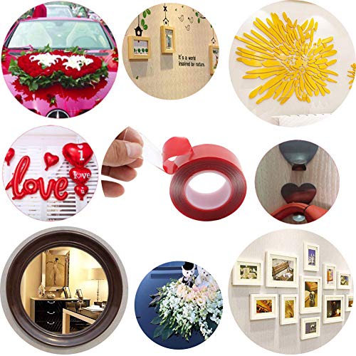 Fortspang 4 Rollos Adhesiva Doble Cara Transparente,Cinta adhesiva de doble cara resistente al agua,Automotriz Resistente al Agua Alta Temperatura Cinta Adhesiva ideal (20mm*3M)