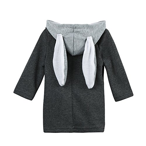 Fossen 1~8 años Bebe Niño Niña Abrigos con Capucha Orejas de Conejo Chaqueta de Manga Larga Grueso cálido Otoño Invierno Ropa (8 años, Gris)