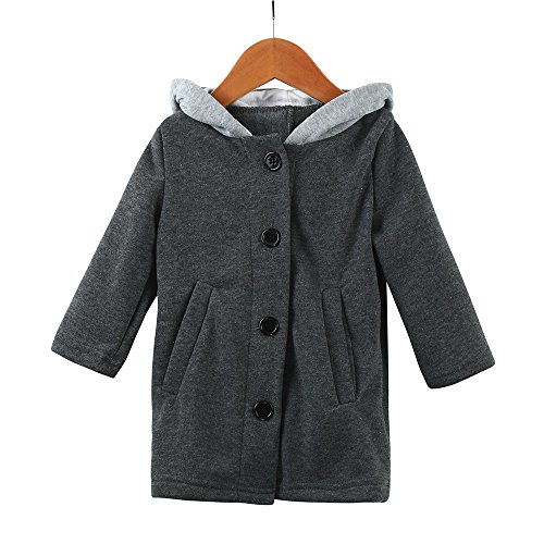 Fossen 1~8 años Bebe Niño Niña Abrigos con Capucha Orejas de Conejo Chaqueta de Manga Larga Grueso cálido Otoño Invierno Ropa (8 años, Gris)