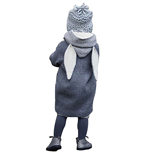 Fossen 1~8 años Bebe Niño Niña Abrigos con Capucha Orejas de Conejo Chaqueta de Manga Larga Grueso cálido Otoño Invierno Ropa (8 años, Gris)