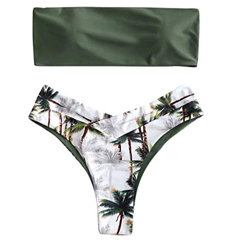 Fossen Bikinis Mujer 2020 Brasileños Estampado de Cocotero en Traje de Baño de Tubo - Brasileños Bañador Ropa de Dos Piezas