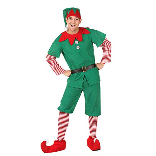 Fossen Disfraz Elfo Navidad Niñas Niños 2-16 Años Tops + Pantalones + Gorra + Calcetines Duende Costume Vestirse (2 años, Niño)