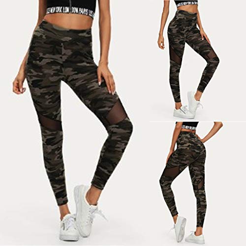 Fossen MuRope Pantalones Mujer Camuflaje de Malla Cintura Alta Elasticos Energizado - Leggings Deporte Mujer Yoga - Pants Fitness para Chica Adolescente, Niñas