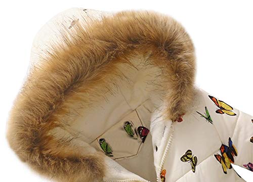 Fossen Niña Ropa Abrigos Niñas Invierno 2-7 años Bebe Mariposa Patrón Chaqueta con Capucha Grueso Caliente Parkas a Prueba de Viento