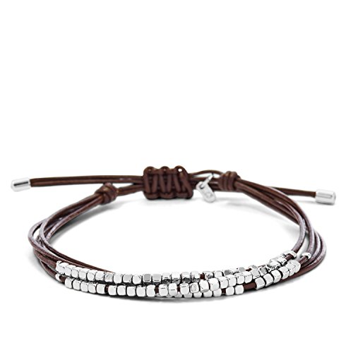 Fossil Pulsera ónice de Mujer con Cuero JA6379040