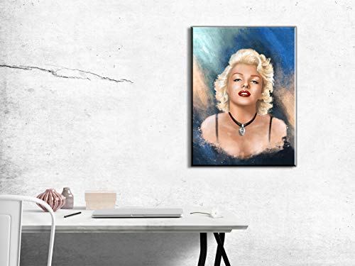 Foto Canvas Cuadro Marilyn Monroe Póster | Lienzos Decorativos - Decoración Pared - Cuadros de Salón - Arte Moderno | 30 x 40 cm sobre Bastidor de Madera Grueso Listos para Colgar