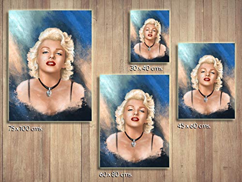 Foto Canvas Cuadro Marilyn Monroe Póster | Lienzos Decorativos - Decoración Pared - Cuadros de Salón - Arte Moderno | 30 x 40 cm sobre Bastidor de Madera Grueso Listos para Colgar