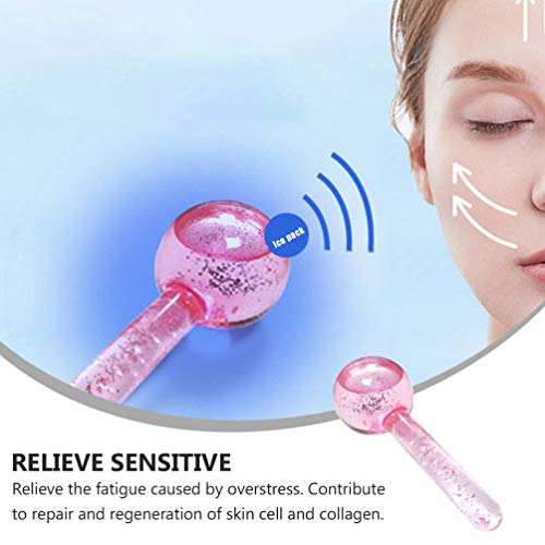 FRCOLOR 2Pcs Globos de Masaje Facial Masaje Bola de Hielo Rodillo Facial Cristal Bolas de Enfriamiento para El Cuello Círculo de Ojos Reducir La Hinchazón Arrugas Antienvejecimiento Piel