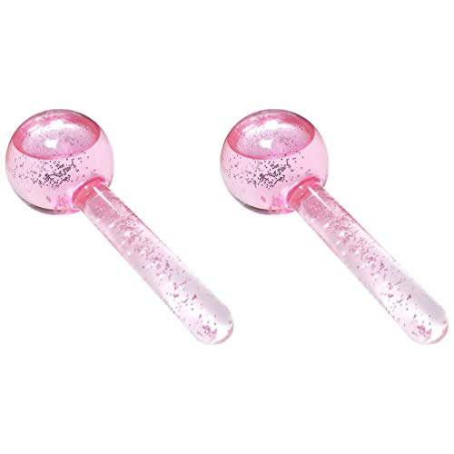 FRCOLOR 2Pcs Globos de Masaje Facial Masaje Bola de Hielo Rodillo Facial Cristal Bolas de Enfriamiento para El Cuello Círculo de Ojos Reducir La Hinchazón Arrugas Antienvejecimiento Piel