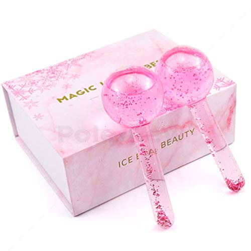 FRCOLOR 2Pcs Globos de Masaje Facial Masaje Bola de Hielo Rodillo Facial Cristal Bolas de Enfriamiento para El Cuello Círculo de Ojos Reducir La Hinchazón Arrugas Antienvejecimiento Piel