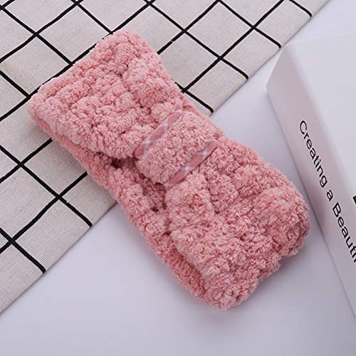 Frcolor 3 piezas Coral Fleece Maquillaje Diadema Soft Spa Hairband Bowknot Elastic Cosmetic Hair Band para mujeres Ducha Wash Face