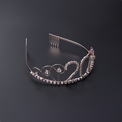 Frcolor Corona Cumpleaños 20 Años Diadema Cumpleaños Mujer Tiara Cristal con Peines (Oro Rosa)