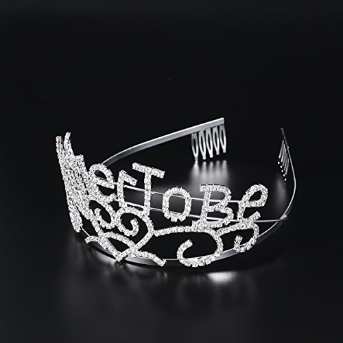 Frcolor Mamá a ser corazones de la tiara Corona del Rhinestone para la fiesta de bienvenida al bebé futuro de la mamá que espera (plata)