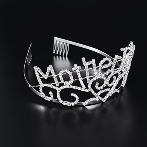 Frcolor Mamá a ser corazones de la tiara Corona del Rhinestone para la fiesta de bienvenida al bebé futuro de la mamá que espera (plata)