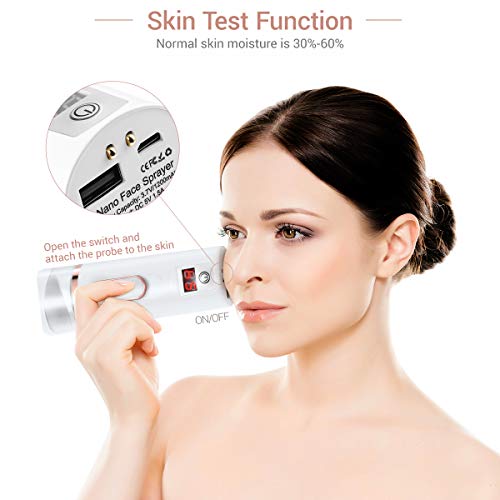 Frcolor - Nanovaporizador facial de mano de niebla fresca para el cuidado de la piel, maquillaje hidratación refrescante, batería recargable por USB (color blanco)