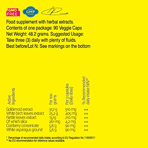 FREE - sistema urinario Naturalmente saludable. Limpiar las vías urinarias. Con la vara de oro, abedul blanco, hojas de ortiga, extractos de arándano. Complemento alimenticio para ayudar a tratamiento de infecciones UTI. 90 cápsulas píldoras. No contiene 