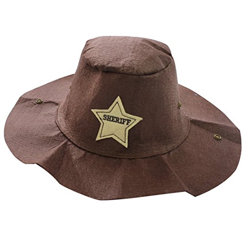 Freebily 3Pcs Disfraz Cowboy Bebé Niños Infántil Monos Bebé Pantalones de Peto Algodón Entrepierna Abierta Botones Disfraces de Vaquero con Sombrero Pañuelo Marrón 6-12 Meses