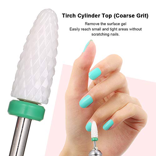 Fresa Ceramica Uñas, Anself 5pcs Fresas Torno Manicura Cabezal Pulidor para Manicura, Pedicura, Esmaltes, Uñas Acrílicas y Uñas de Gel