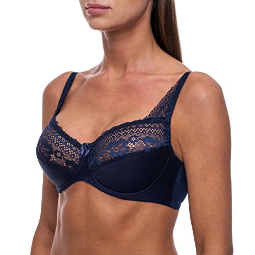 frugue Sujetador Reductor con Relleno con Aros Talla Grande Mujer Azul Marino ES 95B (EU 80B)
