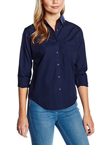 Fruit of the Loom Poplin, Camisa para Mujer, Azul (Marino), Medium
