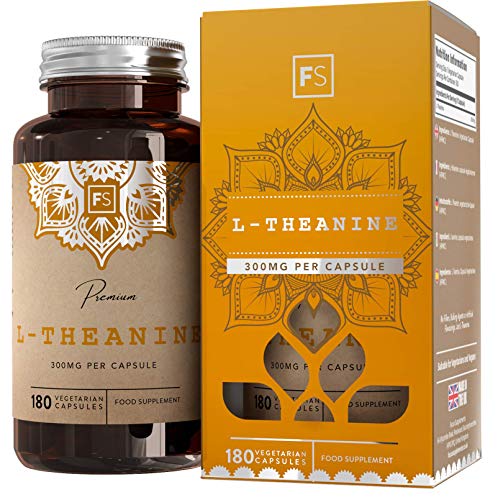 FS L Teanina 300mg | 180 Capsulas Veganas de Alta Potencia | Pastillas para Dormir, Concentracion y Memoria | Nootropicos de Te Verde | Aumenta la Relajación y el Rendimiento Cognitivo | Sin OGM