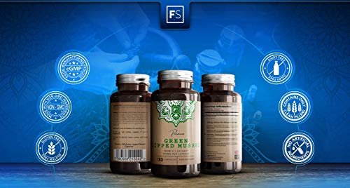 FS Mejillon de Labios Verdes | 180 Cápsulas del Extracto 5:1 | Cuidado de las Articulaciones | Suplementos Verdes Rellenos Limpios | Sin OGM, Gluten o Lácteos