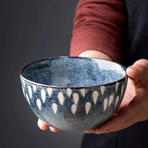 FSFF Cuenco de Yogur de Frutas Cuenco de Porcelana Azul Cuenco de arroz de 5 Pulgadas Cuenco de arroz Estilo escandinavo (Color: Azul)