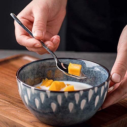 FSFF Cuenco de Yogur de Frutas Cuenco de Porcelana Azul Cuenco de arroz de 5 Pulgadas Cuenco de arroz Estilo escandinavo (Color: Azul)
