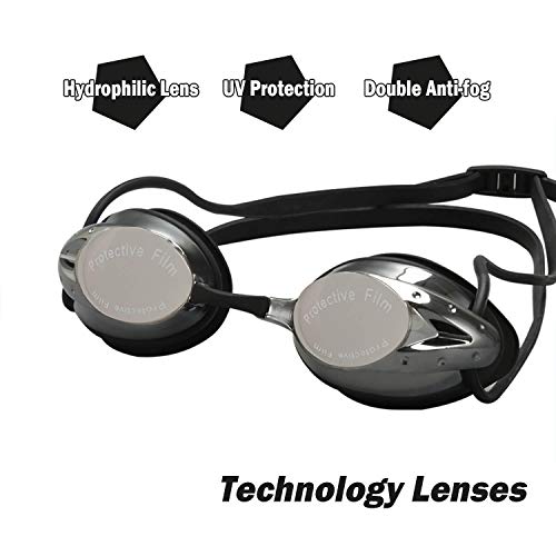 FTALGS Gafas de Natación, Antiniebla Gafas para Nadar Protección UV sin Fugas Gafas para Nadar Gafas De Natación Antigoteo,Gafas de Piscina para Adultos Y Niños de Mas de 10 Años (Negro)