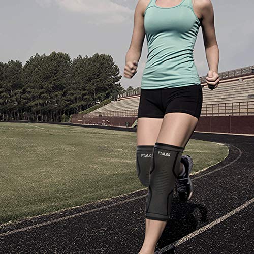 FTALGS Profesionales Rodillera de la Rodilla Totalmente Ajustable Alivio Seco Transpirable Abierto Rótula Dolor en la Artritis y laFitness y Deportes al aire libre evita lesiones de，Negro (1 Par)